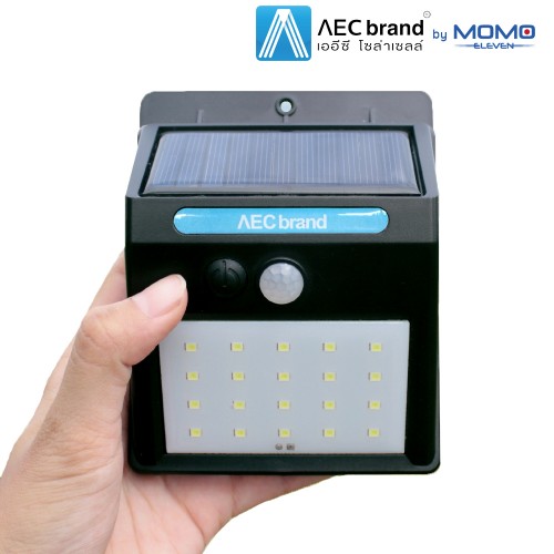 SOLAR WALL โคมไฟติดผนัง โซล่าเซลล์ ระบบเซ็นเซอร์ จับความเคลื่อนไหว ป้องกันขโมย | AEC BRAND